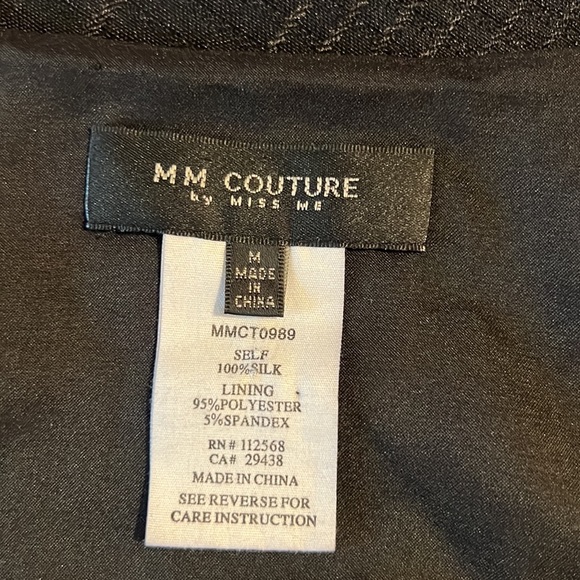 MM Couture Black Silk Tank Top with Silver Sequined Accent Sz M - Picture 10 of 10